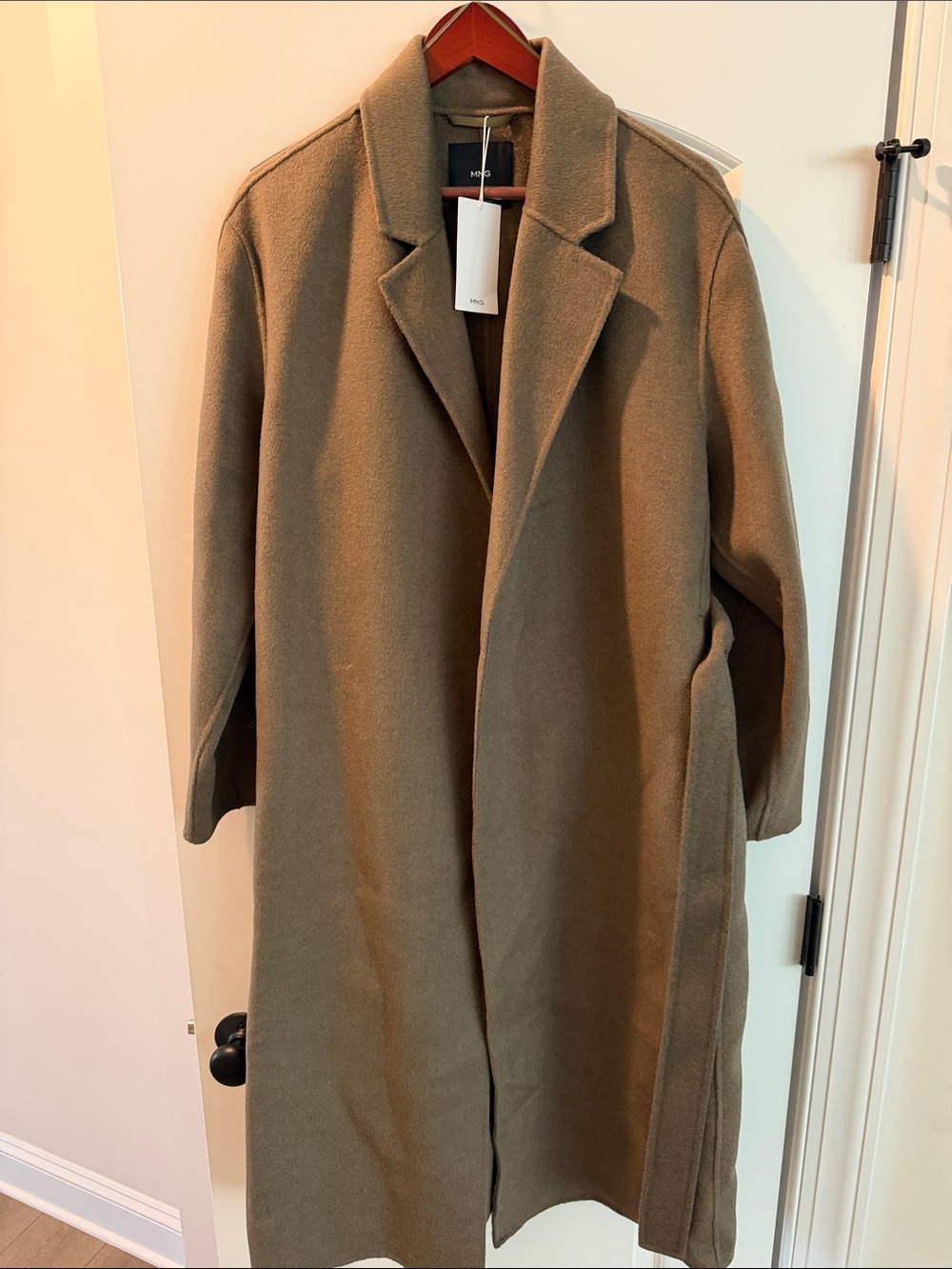 Mango Wool blend Long Coat in Olive